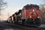 Eastbound manifest exits the yard